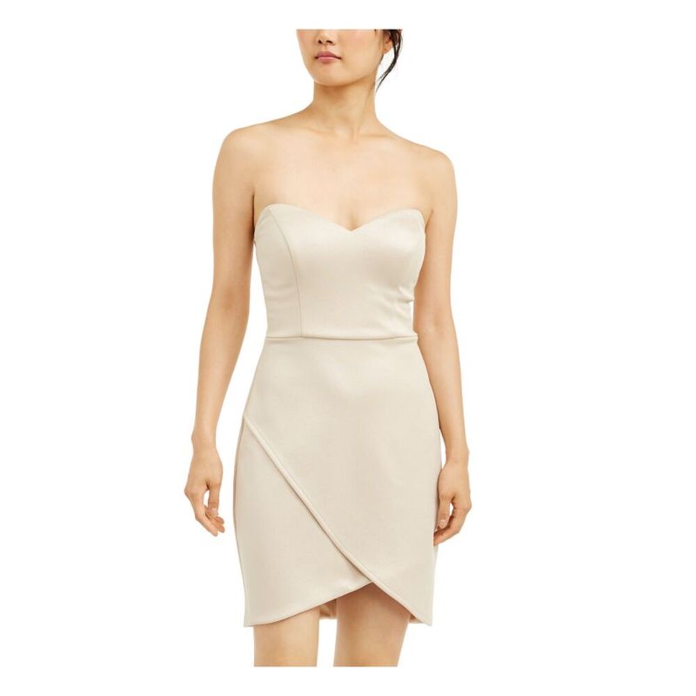 CITY TRIANGLES Womens Tulip Short Dress Gold Sleeveless Cocktail Juniors 1